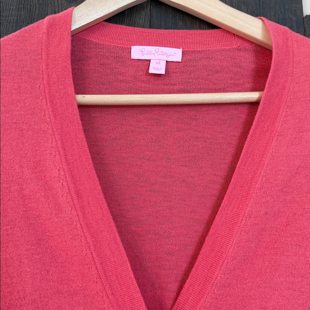 Lily Pulitzer Coral Button-Up Cardigan - Picture 3 of 6